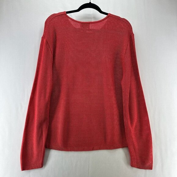 Chico's Design Sweater Size M/L Round Neck Long Sleeve Pullover Rayon Rust Red - Picture 2 of 9